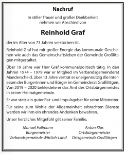 Nachruf Reinhold Graf
